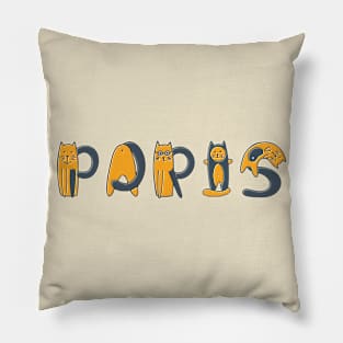 Paris | Girl Name | Cat Lover | Cat Illustration Pillow