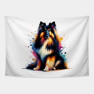 Artistic Bohemian Shepherd in Vivid Splash Art Style Tapestry