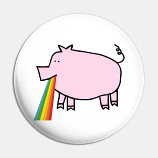 Animals with Rainbow Puke Pink Pig Pin