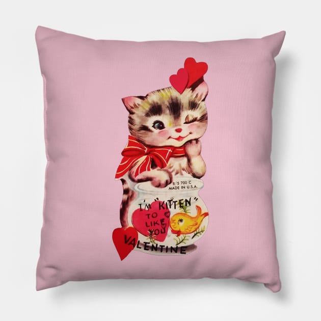 kitten love fish Pillow by center12