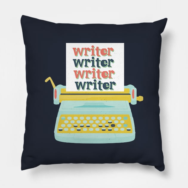 Writer Retro Typewriter Pillow by SharksOnShore