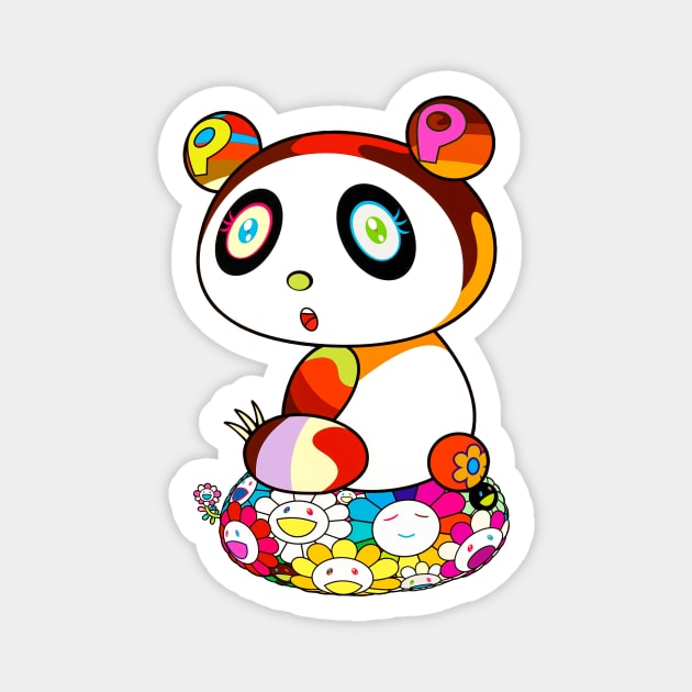 Murakami Panda X Happy Smiling Flower Ball Magnet by fun stuff, dumb stuff