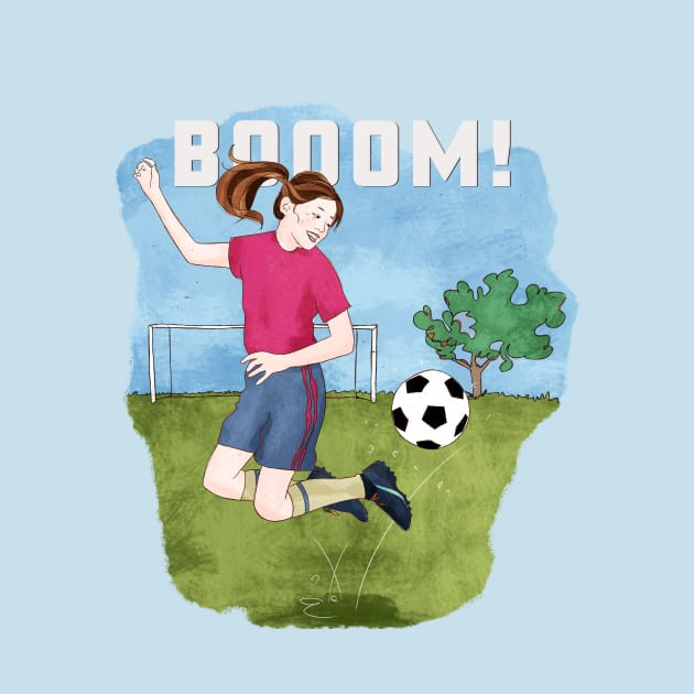 Booom! Girl playing soccer by SW10 - Soccer Art