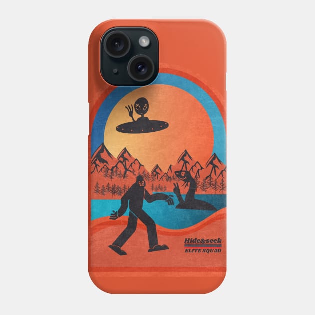 Hide And Seek.Retro Bigfoot Alien And Loch Ness Monster Phone Case by FullOnNostalgia