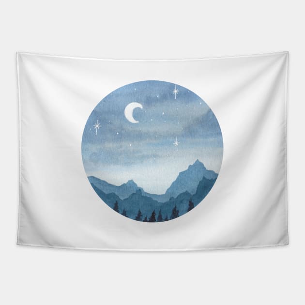 Watercolor mountains Tapestry by RosanneCreates