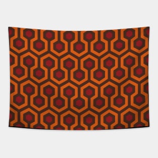 Geometric Pattern: Looped Hexagons: Orange/Red/Brown Tapestry