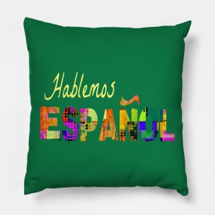 Hablemos Espanol Spanish Teacher Mask Face Cover Colorful Green 2020 Pillow