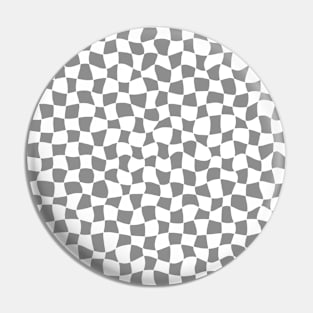 Warped Checkerboard, White and Grey Pin