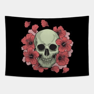 Flowers Skull Tapestry