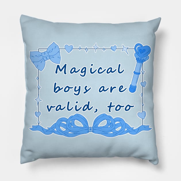 Magical Boys - Blue Pillow by Rainy Day Dreams