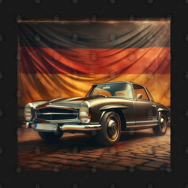 Mercedes Pagode with german flag vintage retro by TaevasDesign