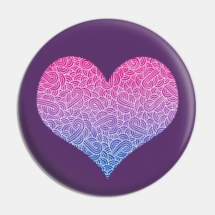 Ombré bisexuality colours and white swirls doodles heart Pin