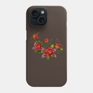 Red roses embroidery bouquet Phone Case