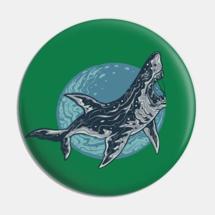 angry face blue shark Pin