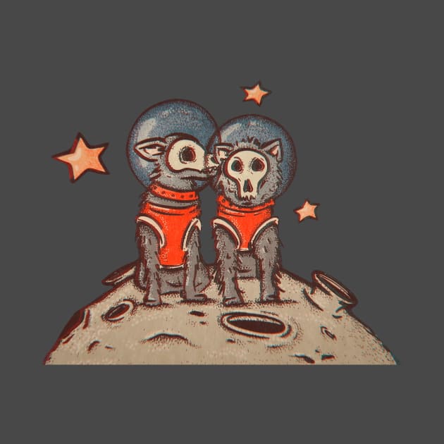 Skull dogs cosmonauts by Sasshhaaaart