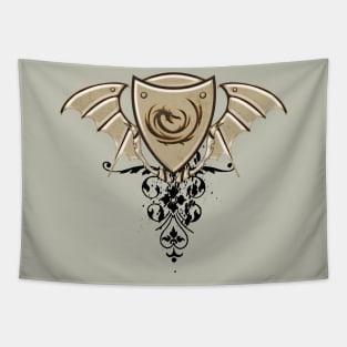 Wonderful dragon on a shield with wings Tapestry