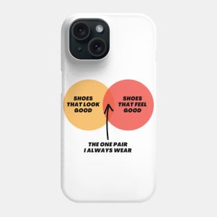 Venn Diagram Shoes That look good - Shoes that feel good - The one pair I always wear Phone Case