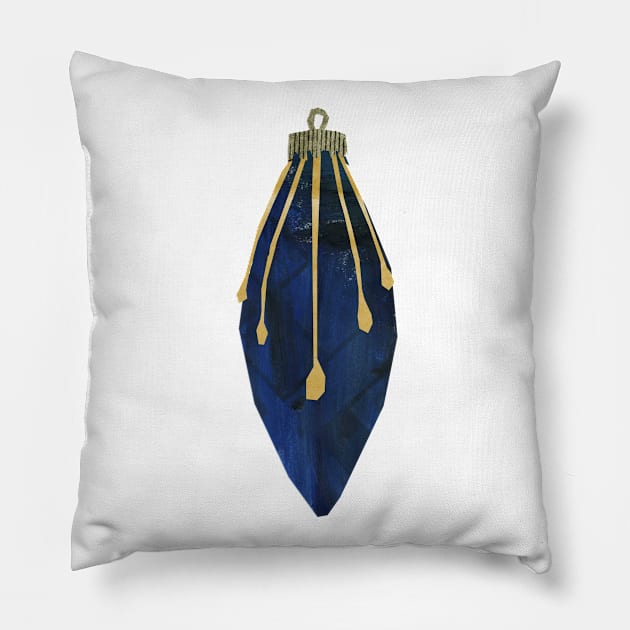 Bauble - Trad blue gold drops Pillow by Babban Gaelg