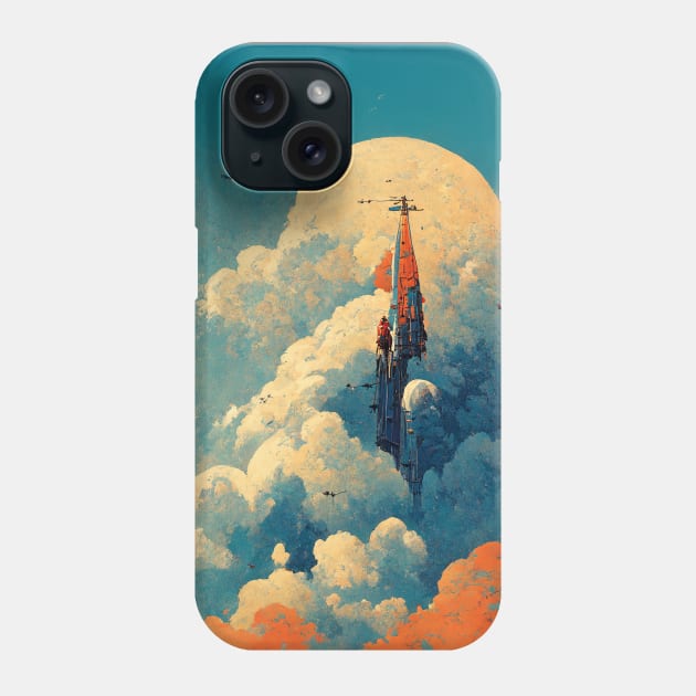 Through the Clouds Retro scifi design Phone Case by JoshWhiteArt