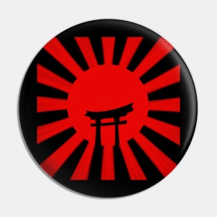 Black pagoda on japan flag Pin