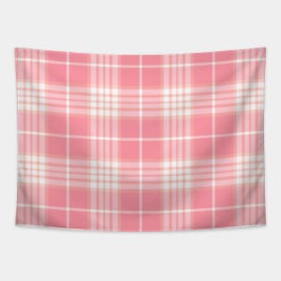 Pink and White Buffalo Tartan Plaid Pattern Tapestry