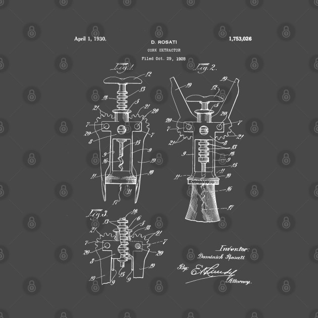 Cork Screw Patent - Wine Art - Antique by patentpress