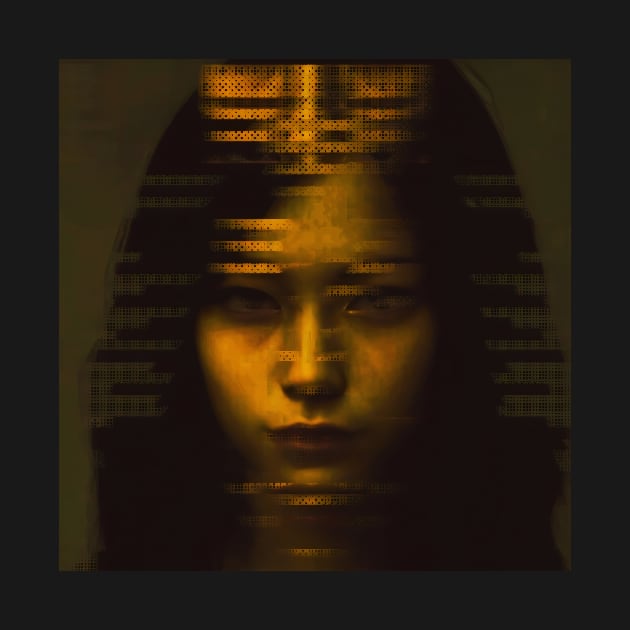 GOT CREDIT Dark Creepy Glare Glitch Art Portrait by raspberry-tea