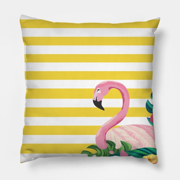 yellow flamingo design Pillow by kaly's corner