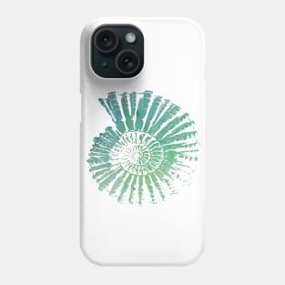 Nautilus Shell Design in Blue and Green Paint Strokes Pattern Phone Case