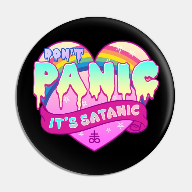 Don't Panic It's Satanic - Cute Pastel Goth Gift Pin by biNutz