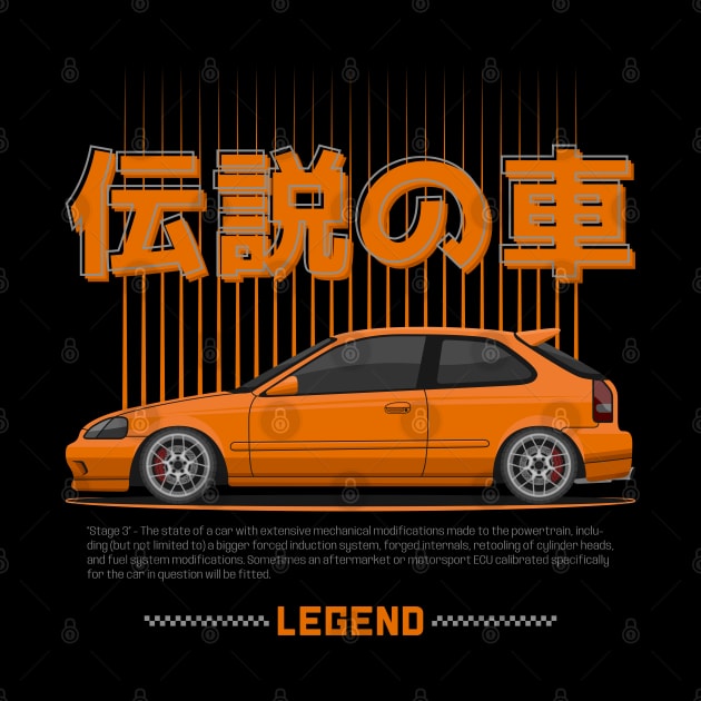 Midnight Racer Orange EK 9 JDM by GoldenTuners