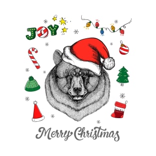 Merry Christmas Black Bear T-Shirt