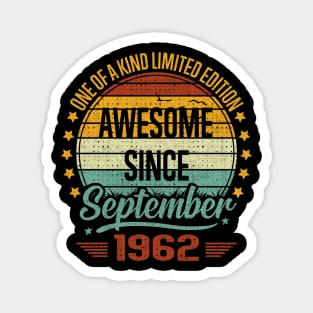 60 Year Old Awesome Since September 1962 Gift 60th Birthday Magnet