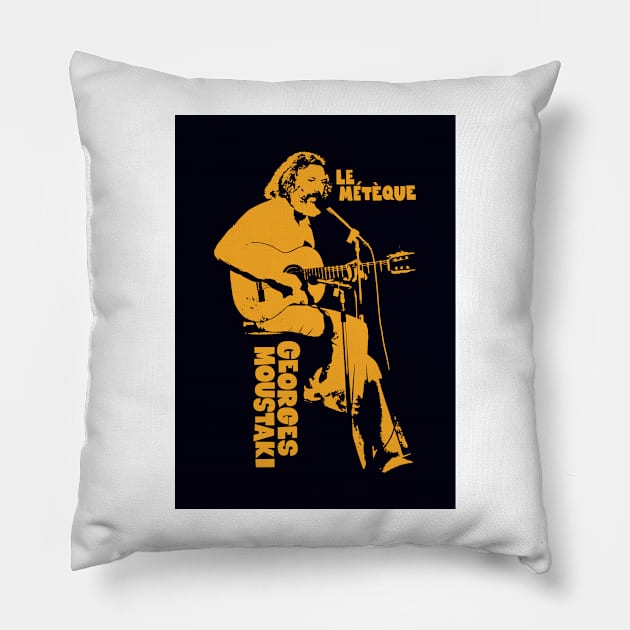 Le Métèque: Tribute Illustration to Georges Moustaki's Iconic Chanson Pillow by Boogosh