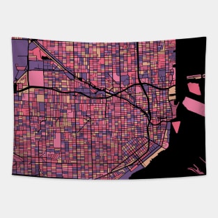 Miami Map Pattern in Purple & Pink Tapestry