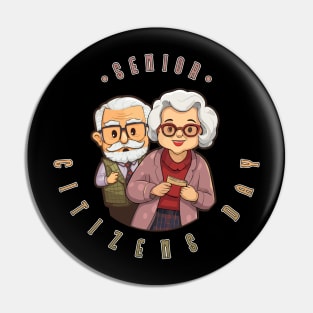 Senior Citizen's Day Elderly Couple Pin