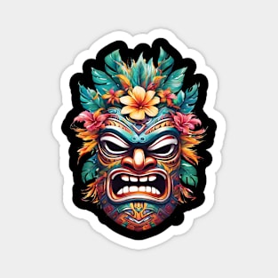 Floral Tiki Mask Hawaiian Magnet