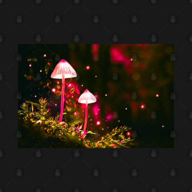 Mushroom Glow (Pink Glowing Mushrooms) by Unique Designs