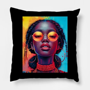 Essence of Elegance Artistic African American Woman Pillow