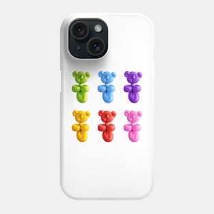 Teddy bear balloons in rainbow candy colors Phone Case