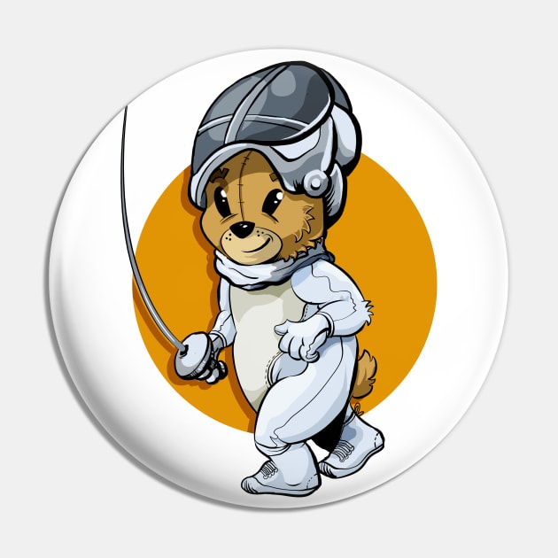 Fencing Bear Pin by Black Tee Inc