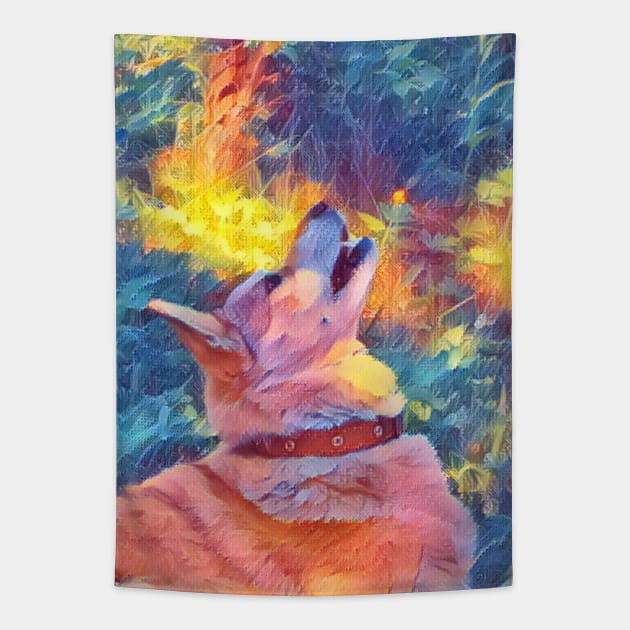 Fire dog Tapestry by Evgeniya