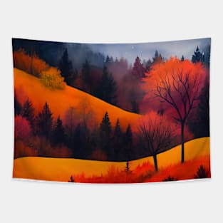 Colorful Autumn Landscape Watercolor 15 Tapestry