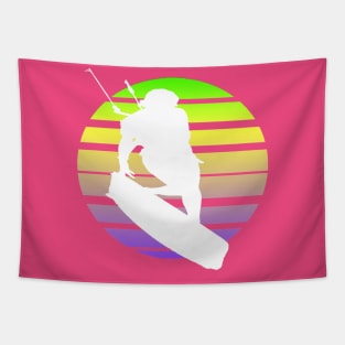 Kitesurfing Female Rider Silhouette Retro Sunset Tapestry