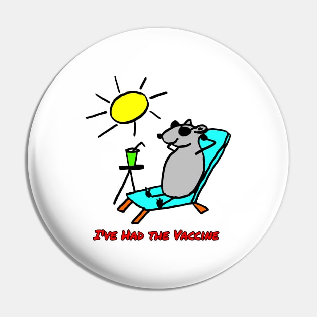 Vaccinated Cartoon Rat Relaxing Pin by Michelle Le Grand