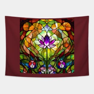 Stained Glass Lotus Flower Tapestry