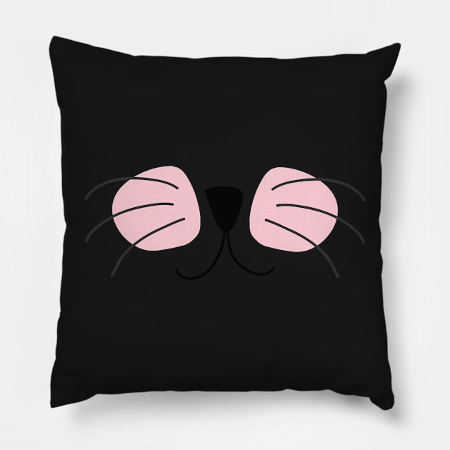 Cat Face, Whiskers and Nose Mask Design, Artwork, Vector, Graphic Pillow by xcsdesign
