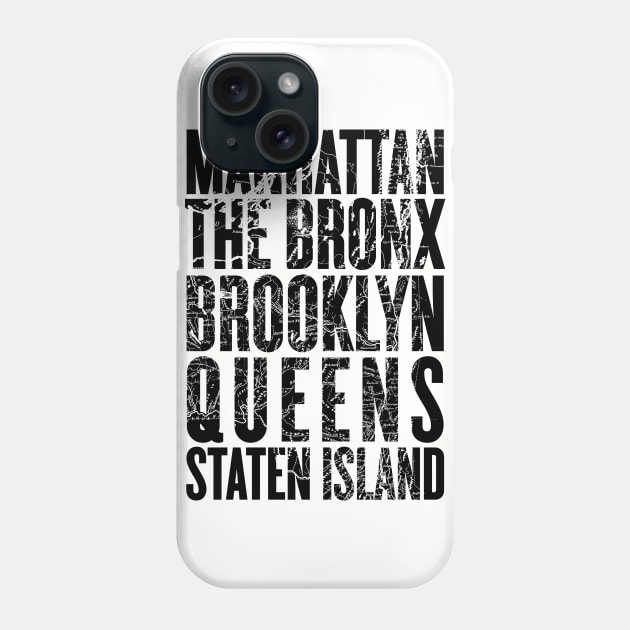 New York City Boroughs minimalist map design Phone Case by goodwordsco