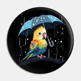 Cockatiel Rainy Day With Umbrella Pin