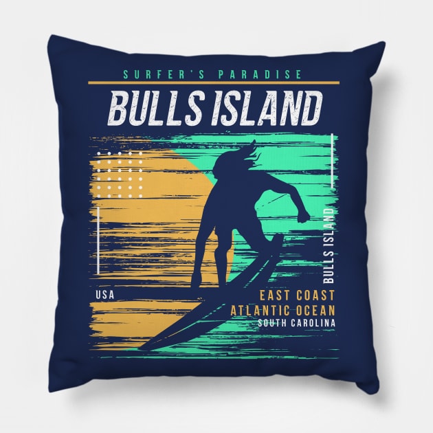 Retro Surfing Bulls Island, South Carolina // Vintage Surfer Beach // Surfer's Paradise Pillow by Now Boarding